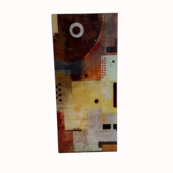 Abstract Glass Wall Art Panels Set Of 2 Artist Signed Geometric Hanging Gallery - Picture 14 of 16